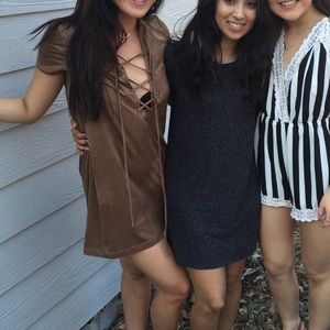 Faux suede mini dress